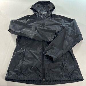 Columbia Jacket Womens Small Black Hooded Full Zip Windbreaker Rain Shell Hike